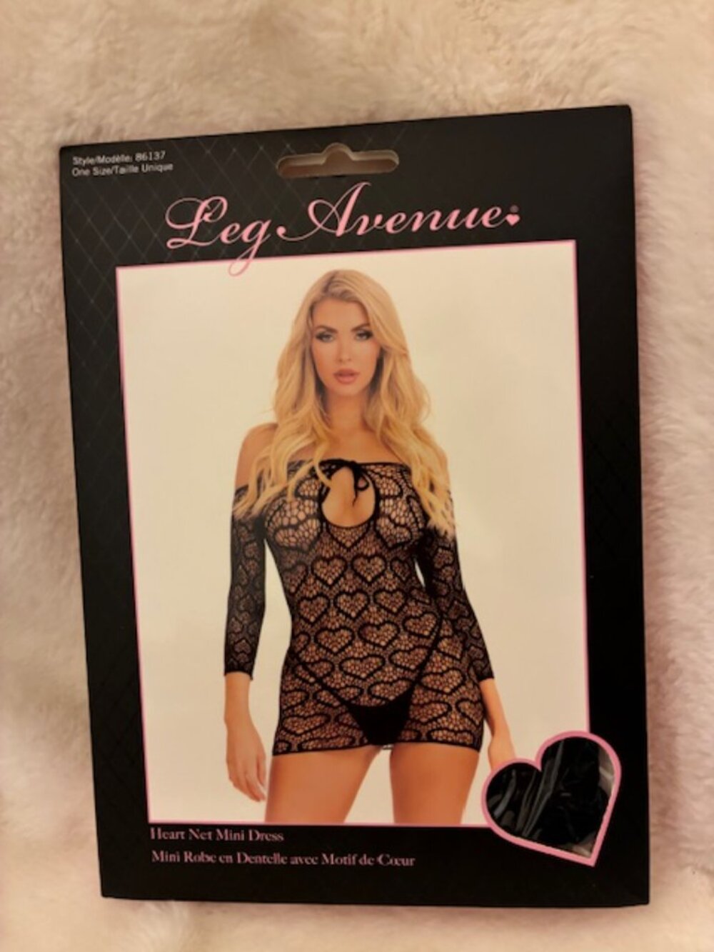 Seamless Heart Net Mini Dress,  Lingerie Dress Black One Size Leg Avenue